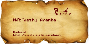 Némethy Aranka névjegykártya